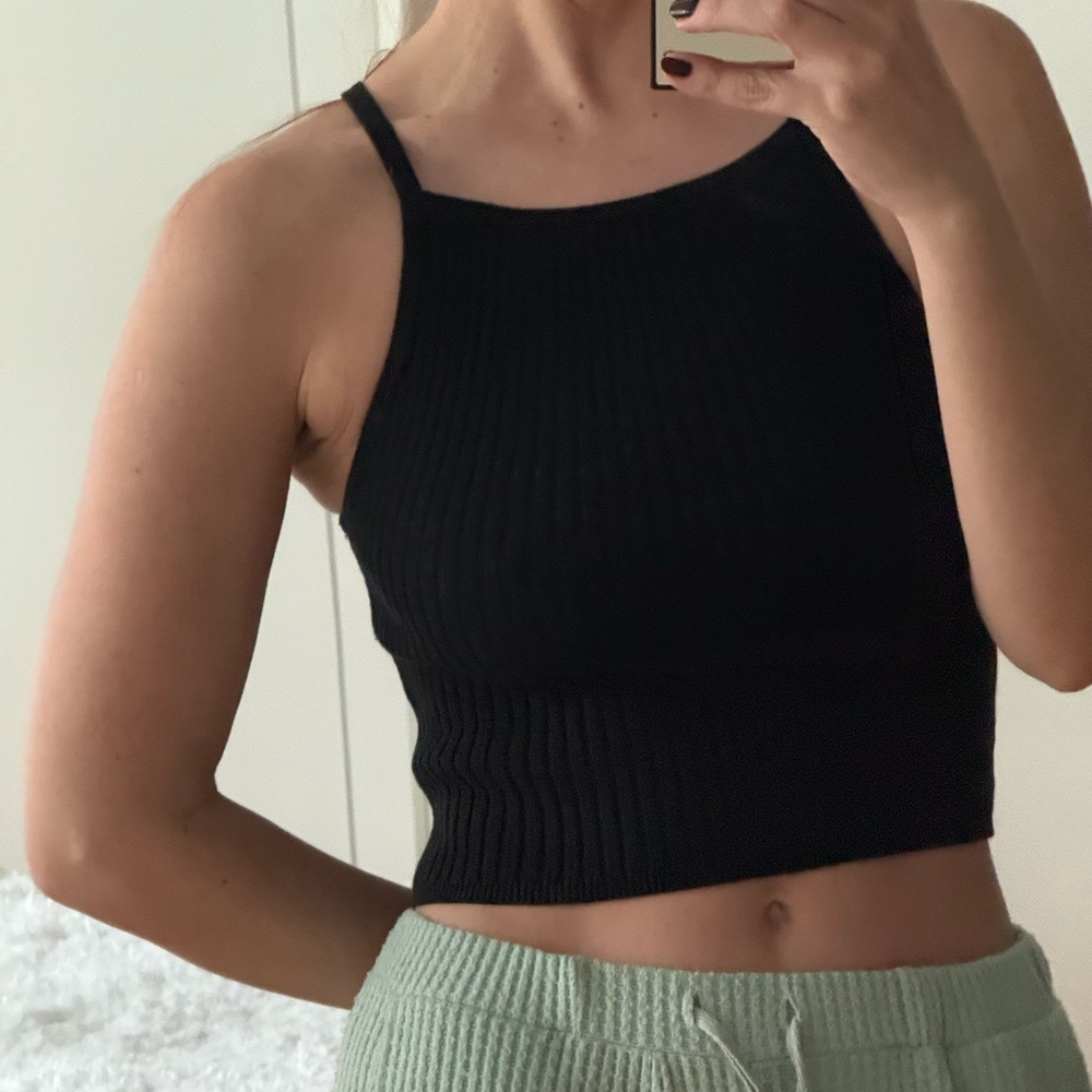 Women's Black Ribbed Tank Top